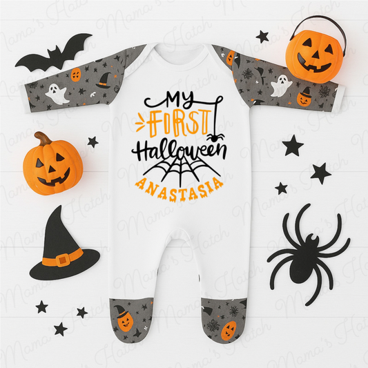 Personalised First Halloween Web Romper
