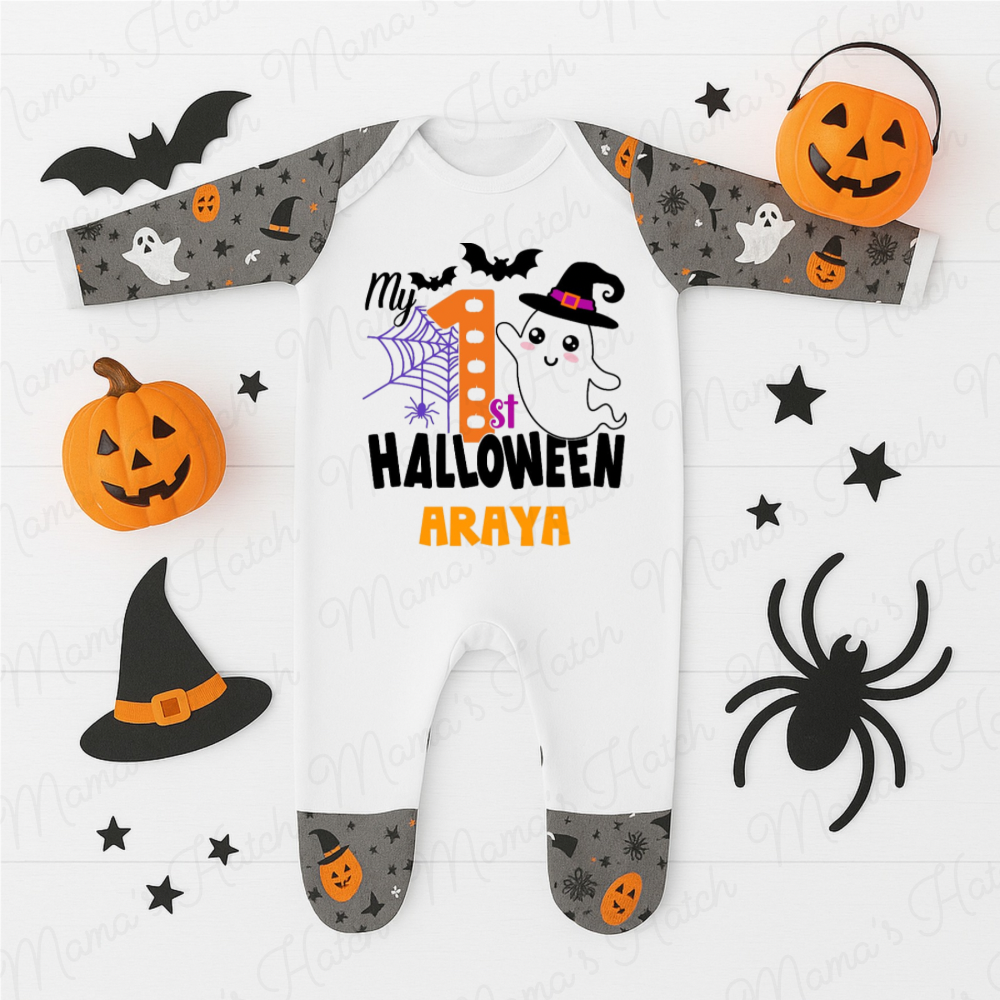 Personalised First Halloween Ghost Romper