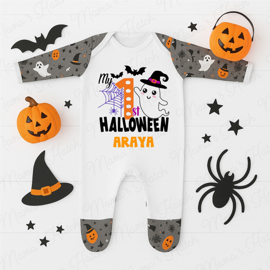 Personalised First Halloween Ghost Romper