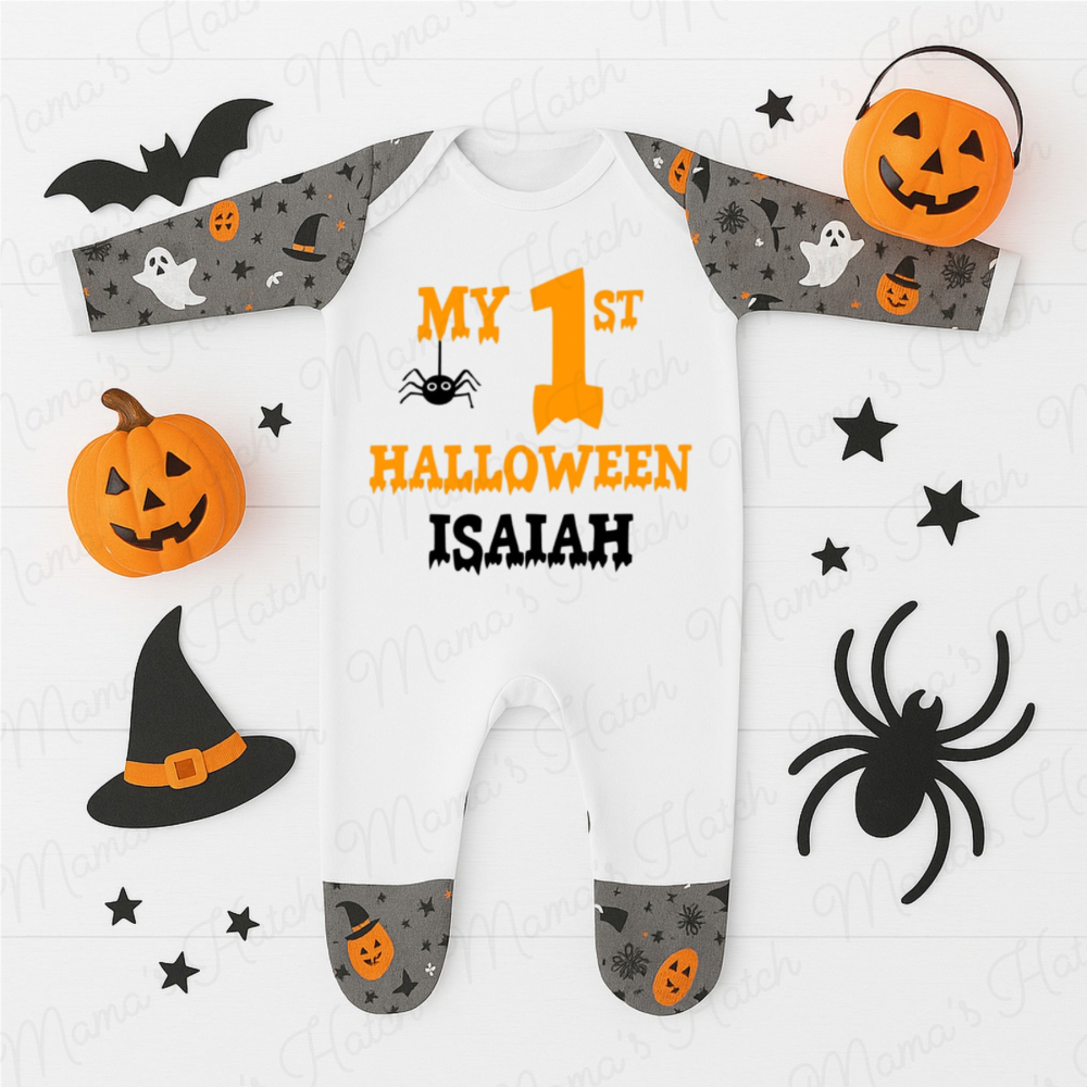 Personalised First Halloween Spider Romper