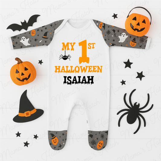 Personalised First Halloween Spider Romper