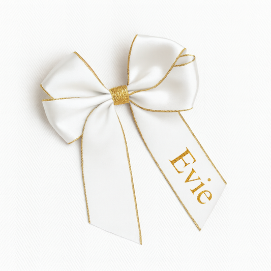 Personalised Christmas Hair Bow 6” - White