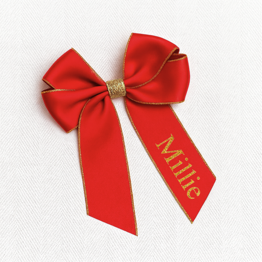 Personalised Christmas Hair Bow 6” - Red