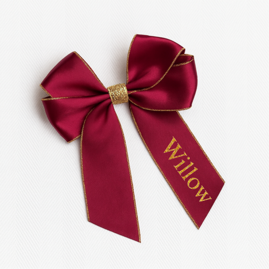 Personalised Christmas Hair Bow 6” - Wine
