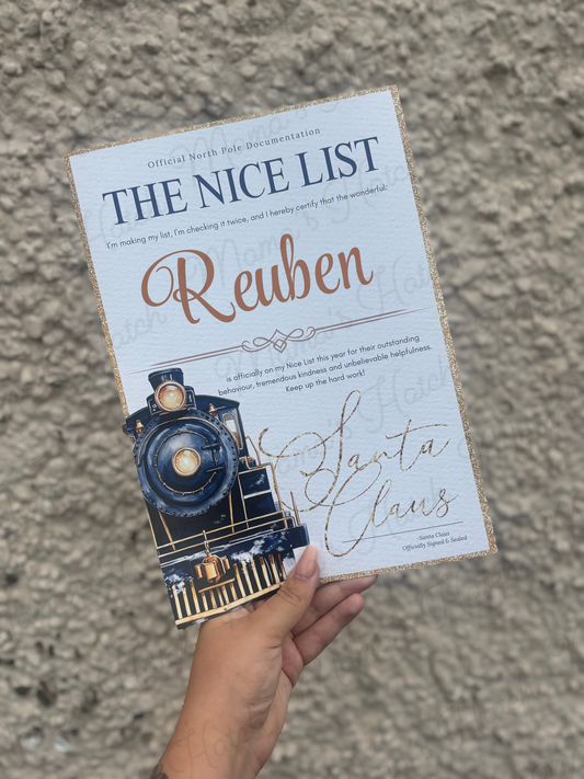 The Nice List Certificate - Navy Train