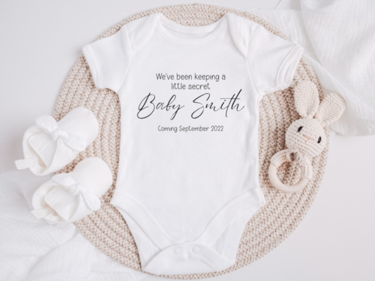 Personalised Keeping A Secret Pregnancy Announcement Vest