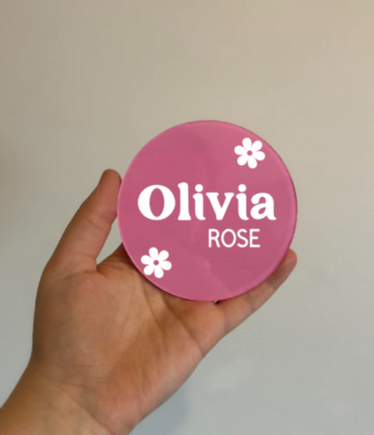 Personalised Flower Baby Name Announcement Disc