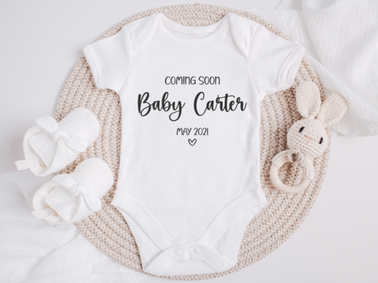 Personalised Coming Soon Pregnancy Announcement Vest