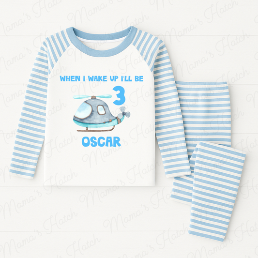 Helicopter When I Wake Up I Will Be Blue Birthday Pyjamas