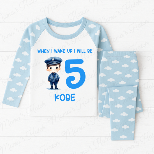 Policeman When I Wake Up I Will Be Blue Birthday Pyjamas