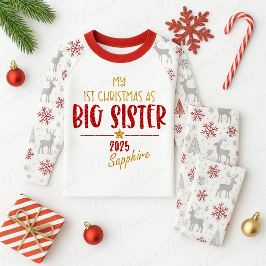 Personalised First Christmas As Big Sister Pyjamas