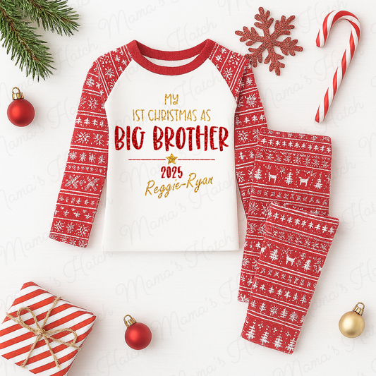 Personalised First Christmas As Big Brother Pyjamas