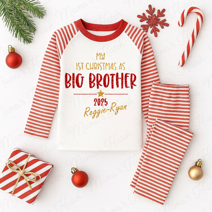 Personalised First Christmas As Big Brother Pyjamas