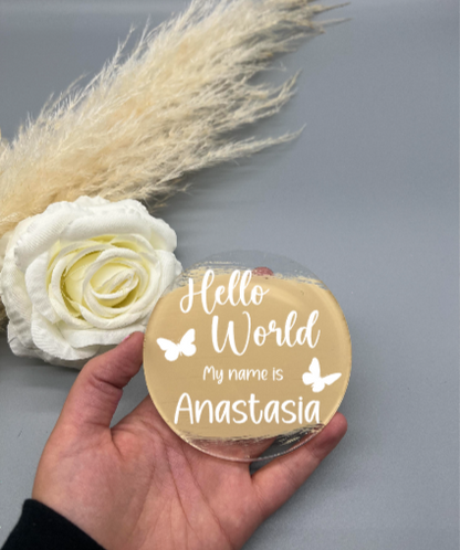Personalised Baby Butterfly Acrylic Disc image 0