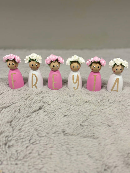 Personalised Pink & White Peg Dolls image 2