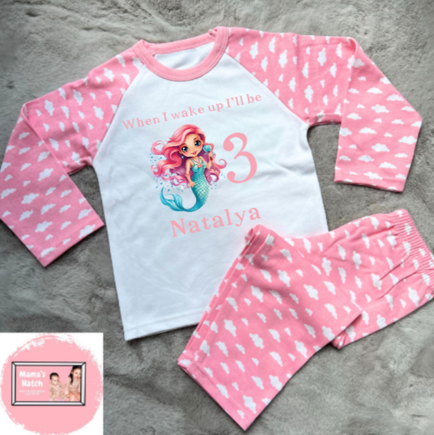 Mermaid When I Wake Up I Will Be Pink Birthday Pyjamas image 0