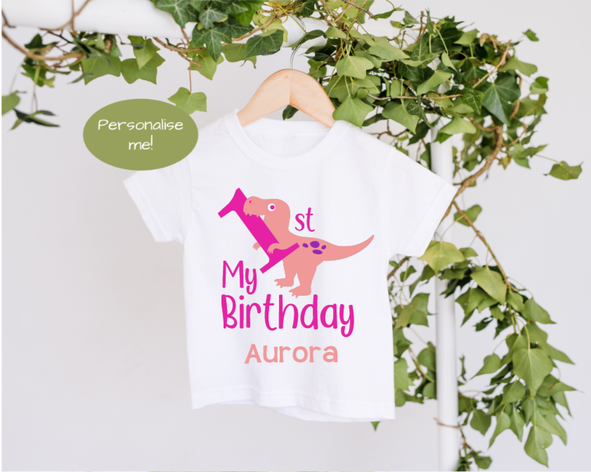 My 1st Dino Birthday Pink T-Shirt image 0