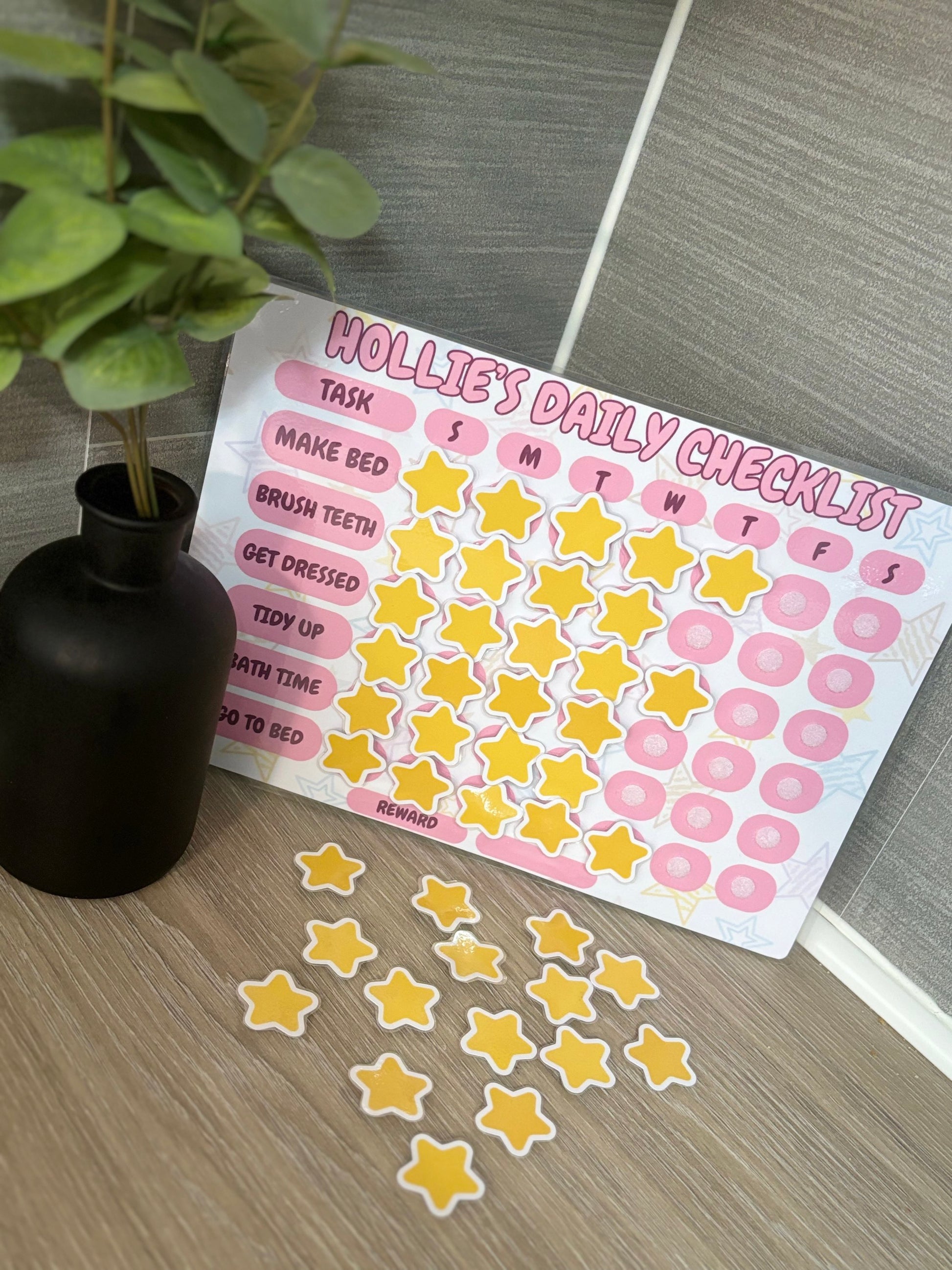 Personalised Daily Checklist Chart For Kids Routine Kids Daily Reward Chart image 0