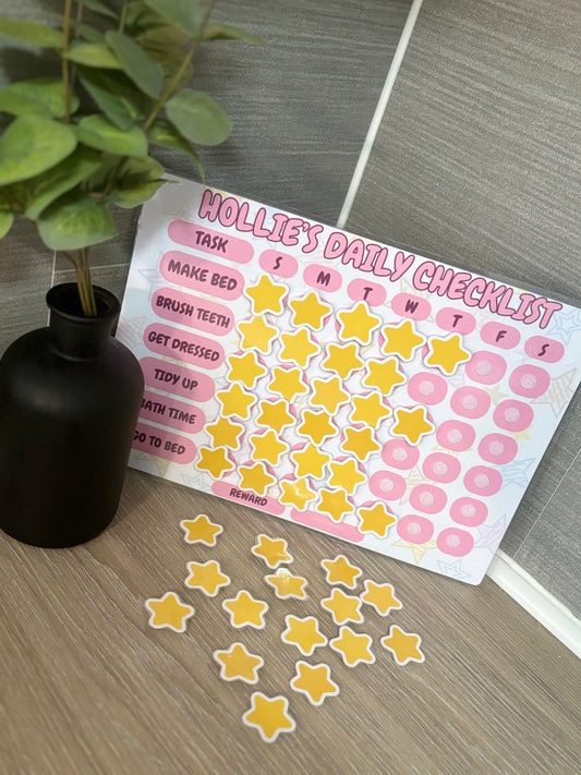 Personalised Daily Checklist Chart For Kids Routine Kids Daily Reward Chart image 0