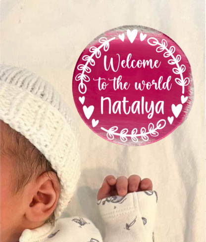 Personalised Baby Heart Wreath Acrylic Disc image 0